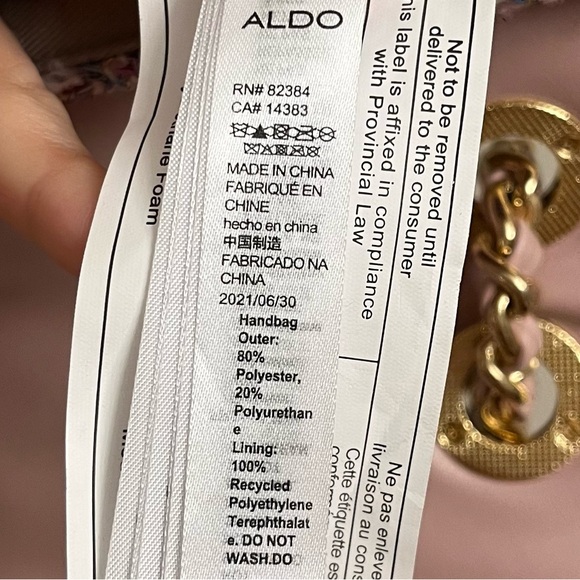 Aldo Boucle Convertible Crossbody Bag Pink Glitter Tweed Purse - Picture 14 of 16